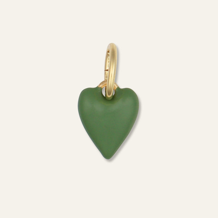 Mini Green Enamel Heart Charm