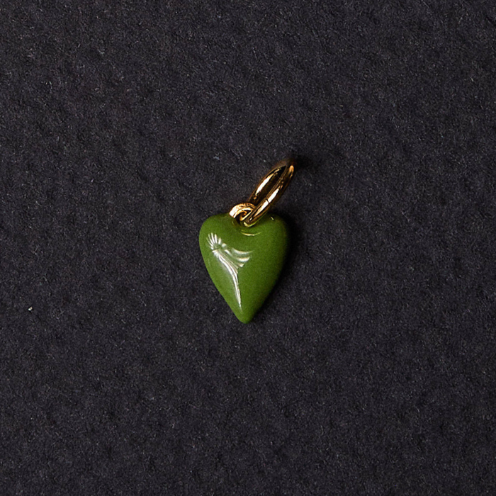 Mini Green Enamel Heart Charm