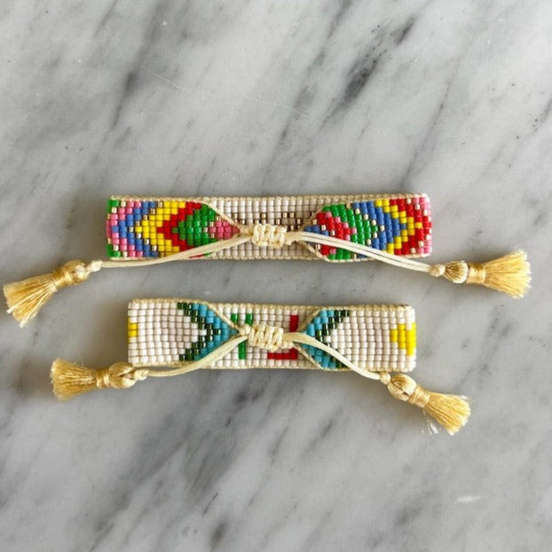 Mini & Me: Chevron Rainbow Mama + ILY Kids Heart Beaded Bracelet Set