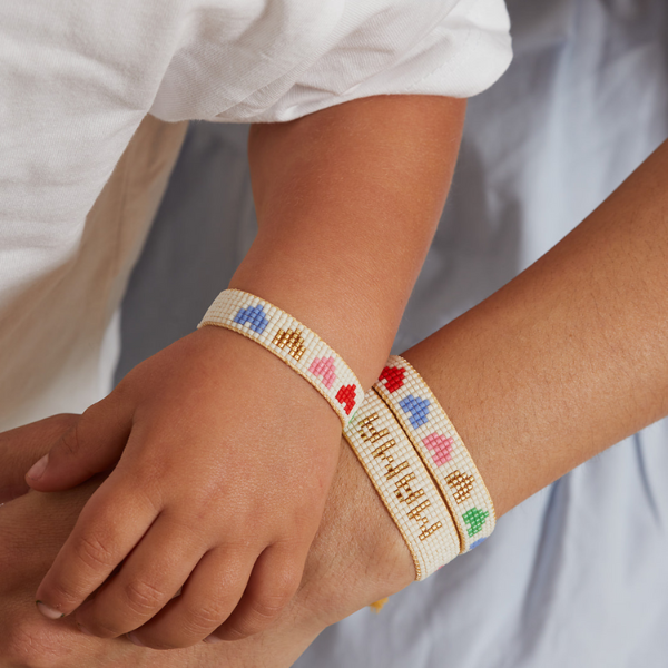 Mini & Me: Rainbow Hearts Beaded Bracelet Set