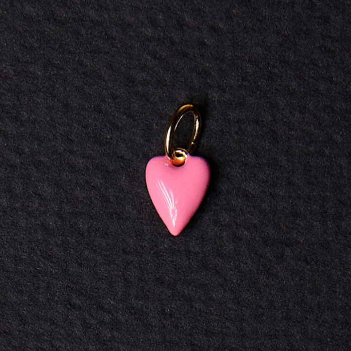 Mini Pink Enamel Heart Charm
