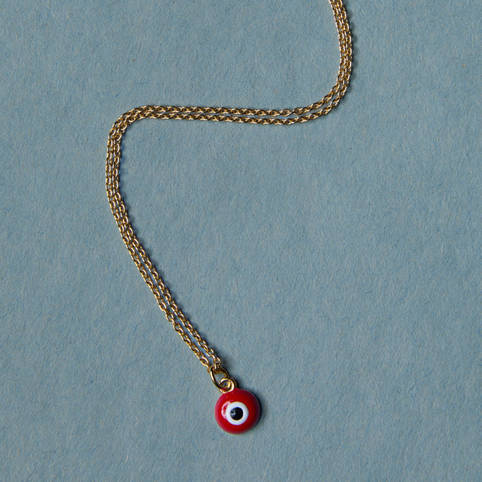 Mini Red Enamel Evil Eye Charm