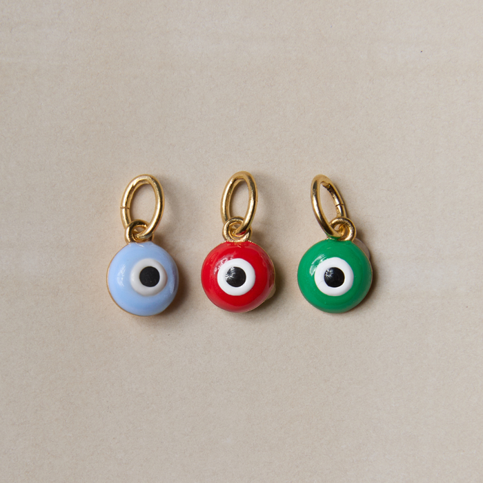 Mini Blue Enamel Evil Eye Charm, Mini Red Enamel Evil Eye Charm, Mini Green Enamel Evil Eye Charm