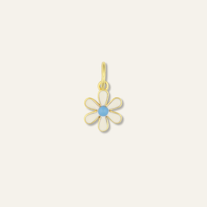 Mini White Enamel Flower Charm