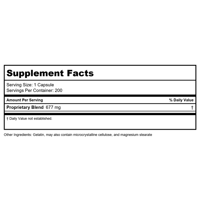 Montiff All Basic 677 mg 200 Capsules - Supplement Facts panel