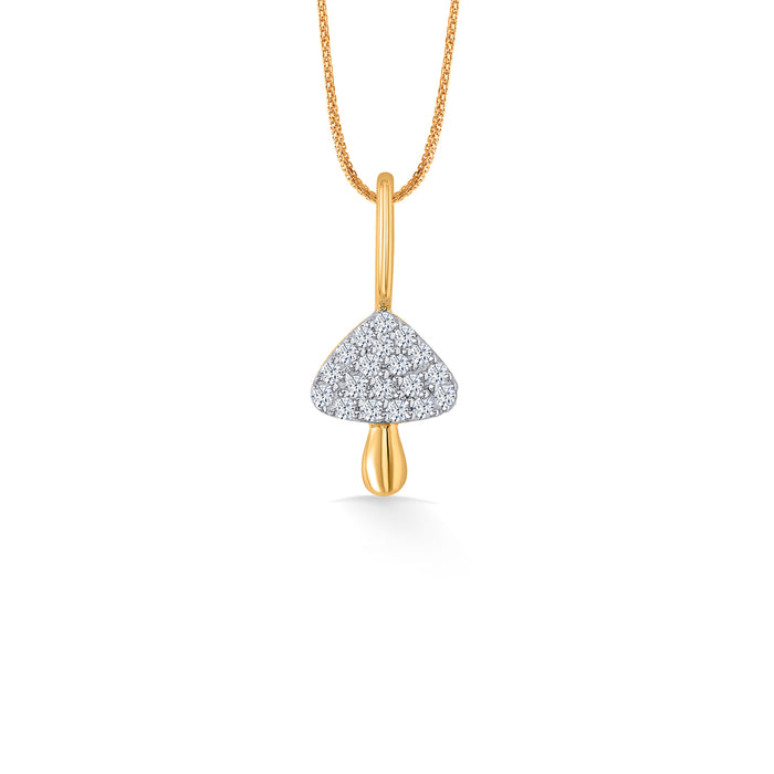 Mystic Mushroom Classic Gold and Diamond Pendant for Women