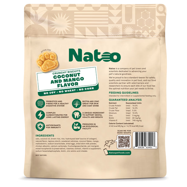 Natoo Crunchy Biscuits Coconut And Mango Flavor Dog Treats