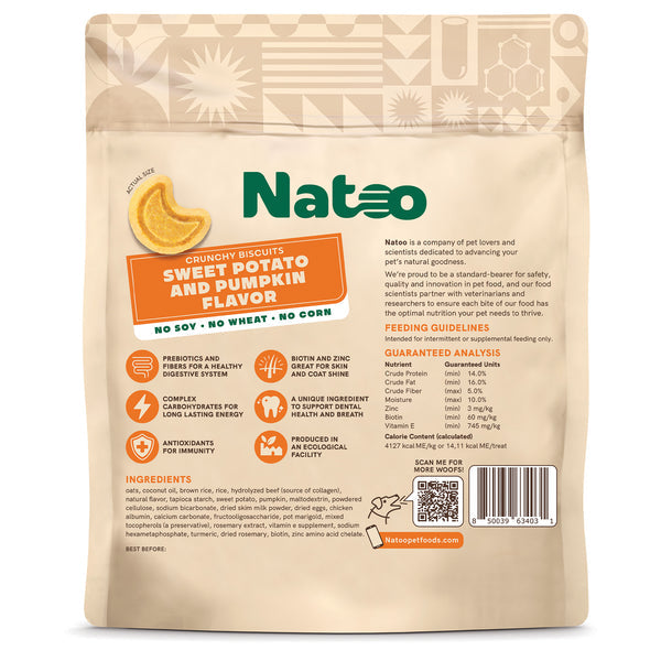 Natoo Crunchy Biscuits Sweet Potato And Pumpkin Flavor Dog Treats