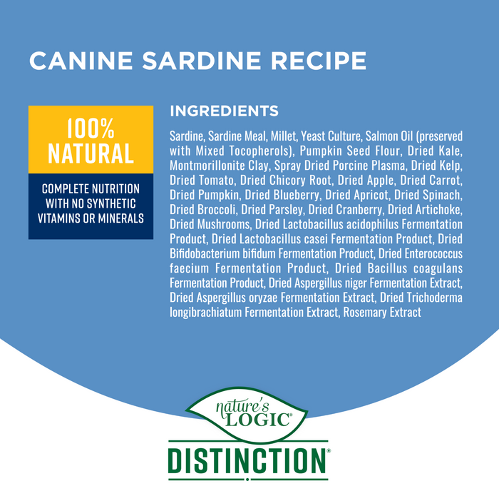 Nature's Logic Distinction® Canine Sardine Recipe Gluten Free Probiotic Dog Kibble