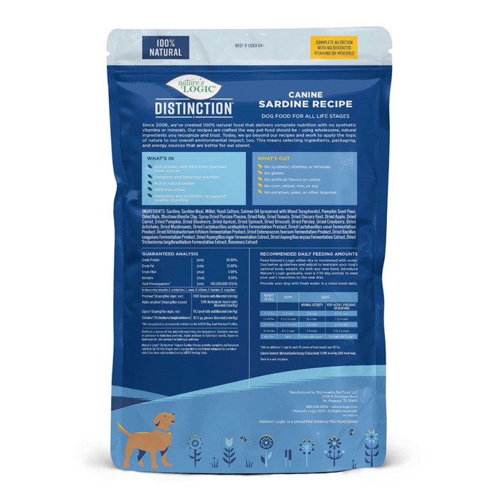 Nature's Logic Distinction® Canine Sardine Recipe Gluten Free Probiotic Dog Kibble