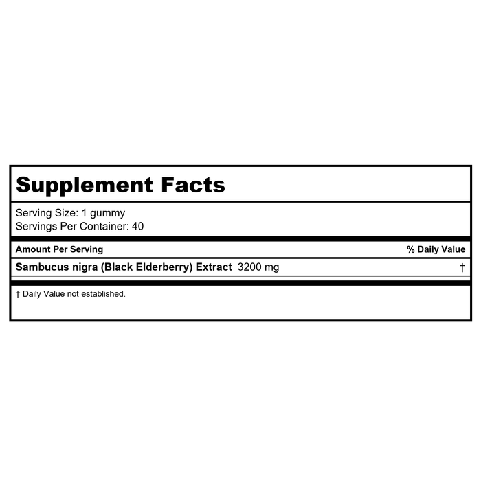 Nature's Way Sambucus 40 Gummies - Supplement Facts panel