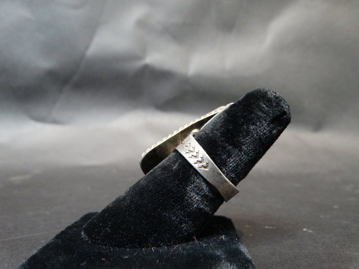 Navajo Silver and Turquoise Triangle Stone Ring, 8 1/2 size