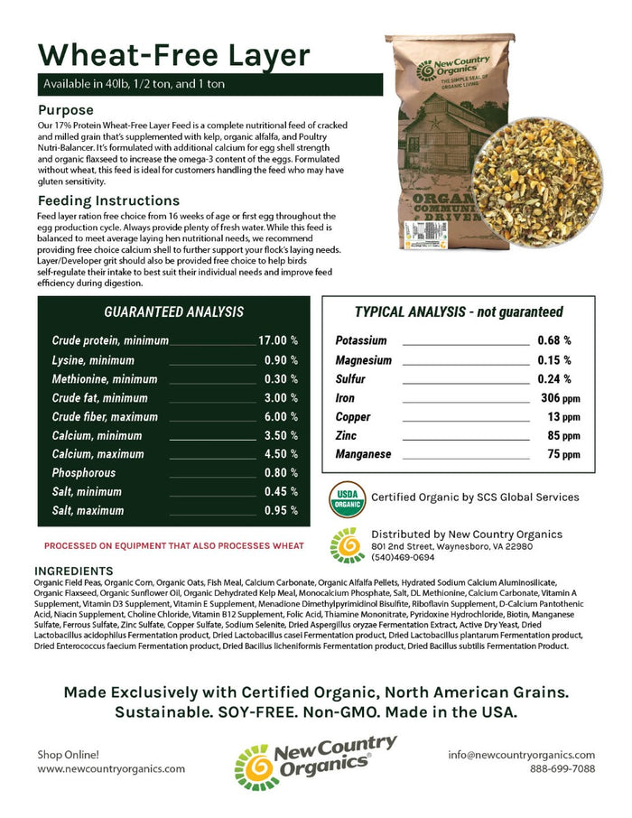 New Country Organics Organic Wheat-Free Layer Feed