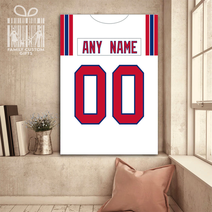 New England Jersey Custom Canvas Print Wall Art for Boy Girl Men Women Football Personalized Canvas Art