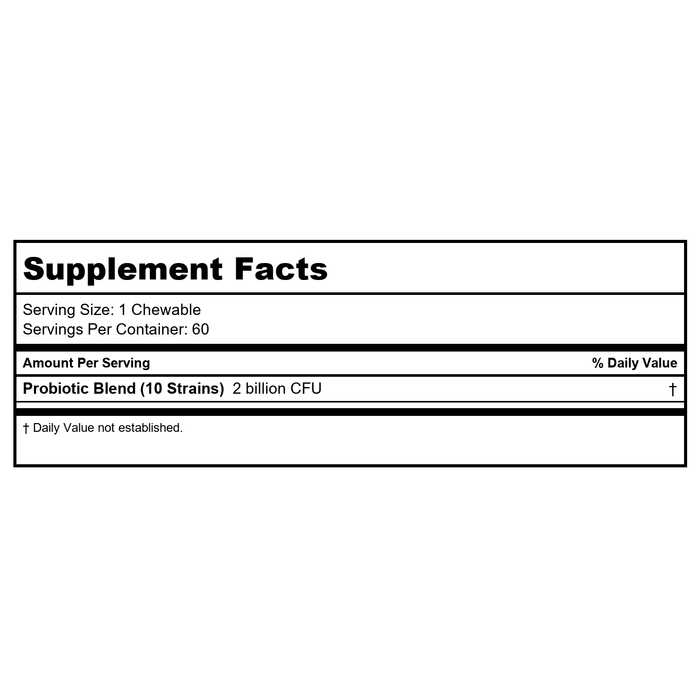 Now Foods BerryDophilus Kids 2 Billion 10 Strains 60 Chewables - 2936 - 3 Pack - Supplement Facts panel