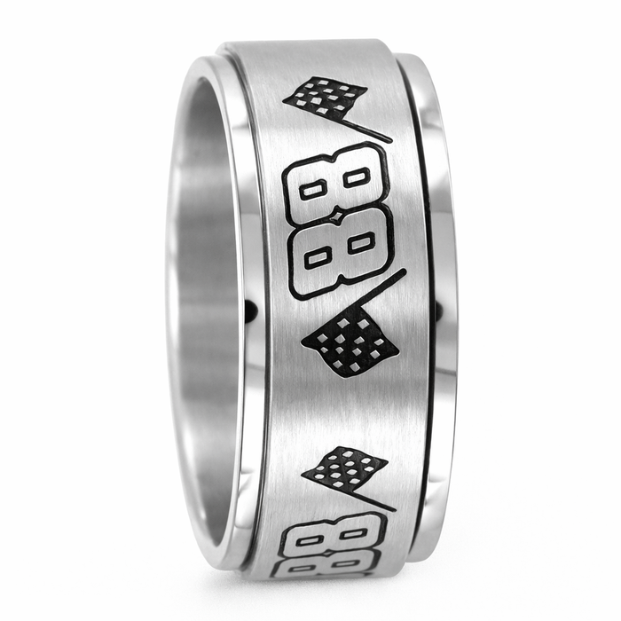 Number 88 Racing Ring with Checker Flag - Spinner Ring 8mm