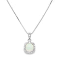 October Birthstone Sterling Silver Created Opal Halo Pendant
