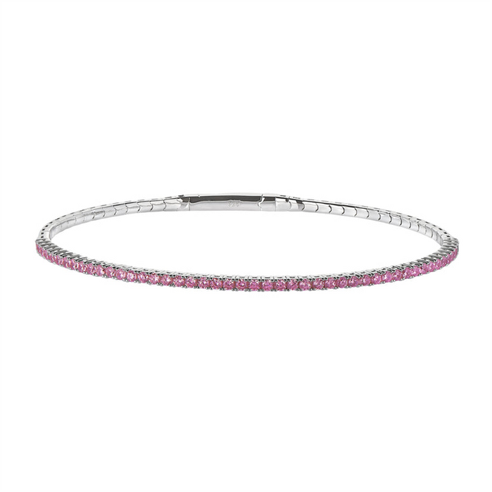 October Birthstone Sterling Silver Simulated Tourmaline Flex Bracelet
