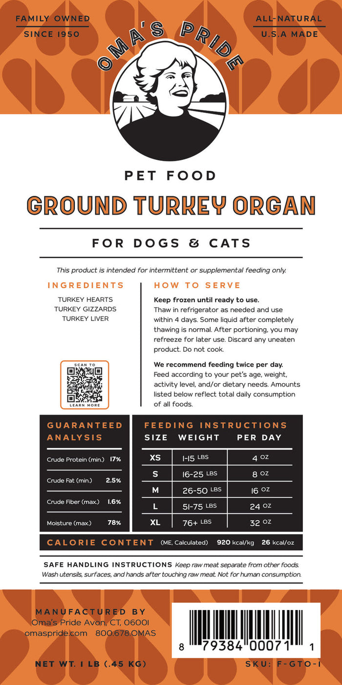 Oma's Pride Ground Organ Blends Turkey Organ