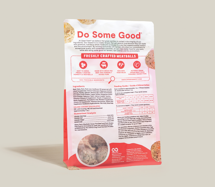 Open Farm Grass-Fed Beef & Pork Freshly Crafted Meatballs for Dogs