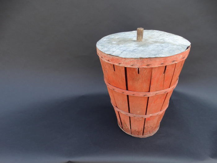 Orange New Mexican Fruit Basket with Wooden Handled Tin Lid