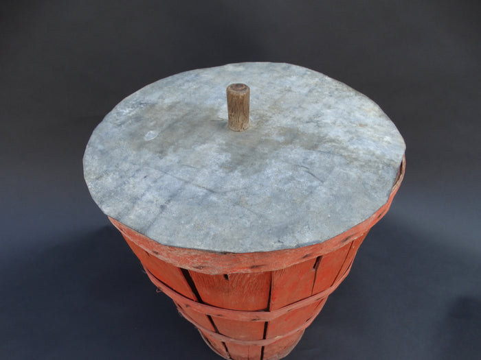Orange New Mexican Fruit Basket with Wooden Handled Tin Lid