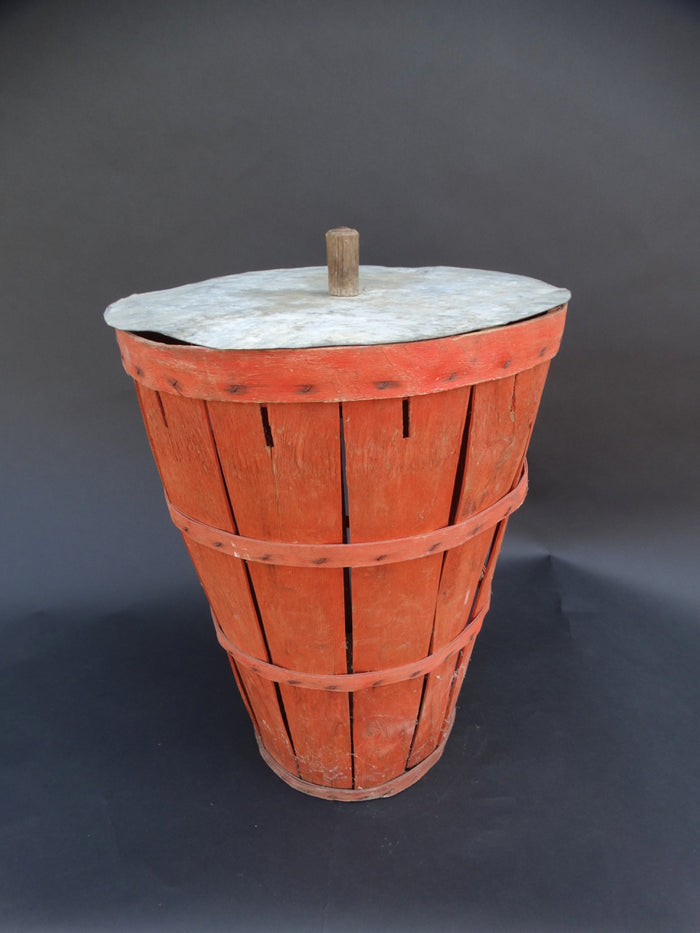 Orange New Mexican Fruit Basket with Wooden Handled Tin Lid