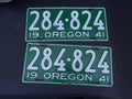 Oregon License Plates, pair, 1941.