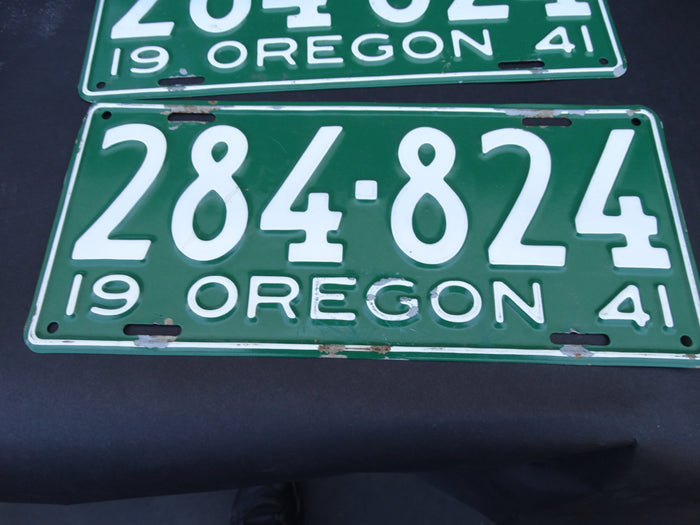 Oregon License Plates, pair, 1941.