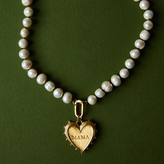 Radiant MAMA Charm on Pearl Necklace