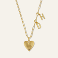 Personalized Small Ribbed Heart of Gold Necklace