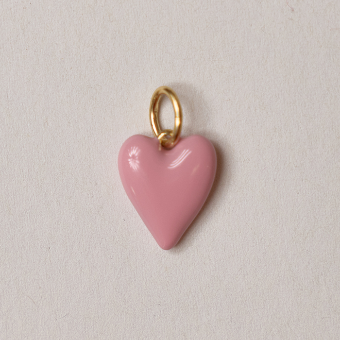 Pink Enamel Heart Charm