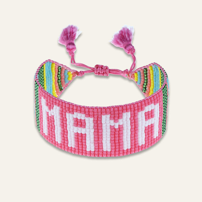 Pink MAMA Beaded Bracelet