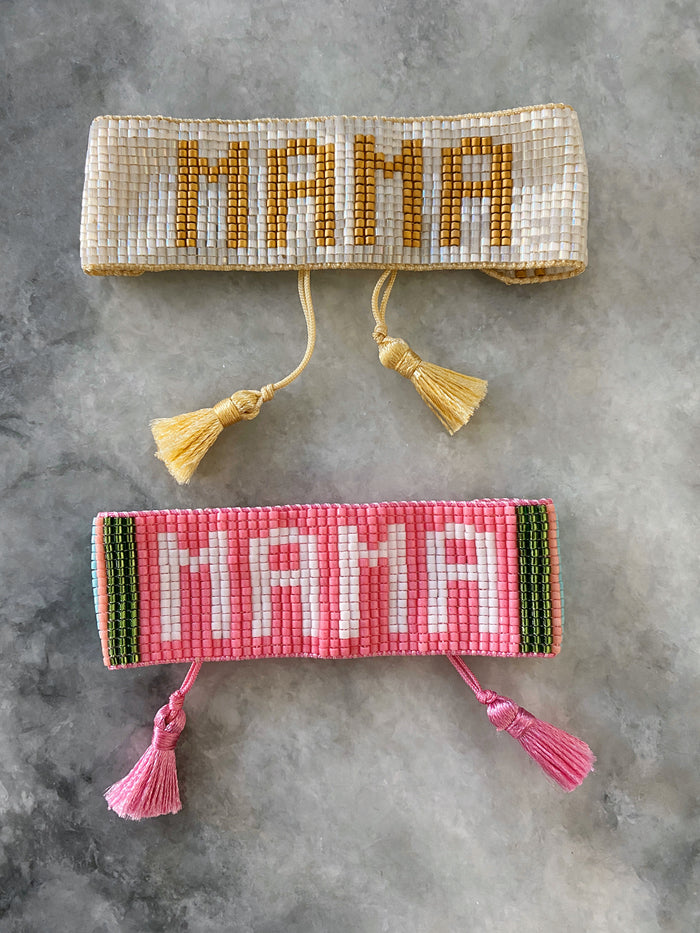 Pink MAMA Beaded Bracelet