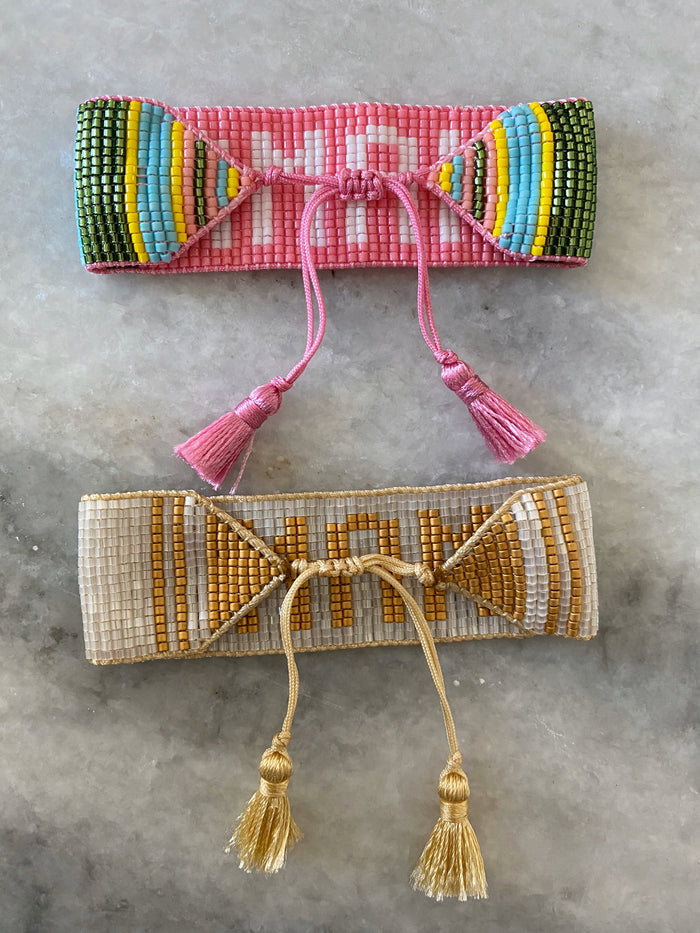 Pink MAMA Beaded Bracelet