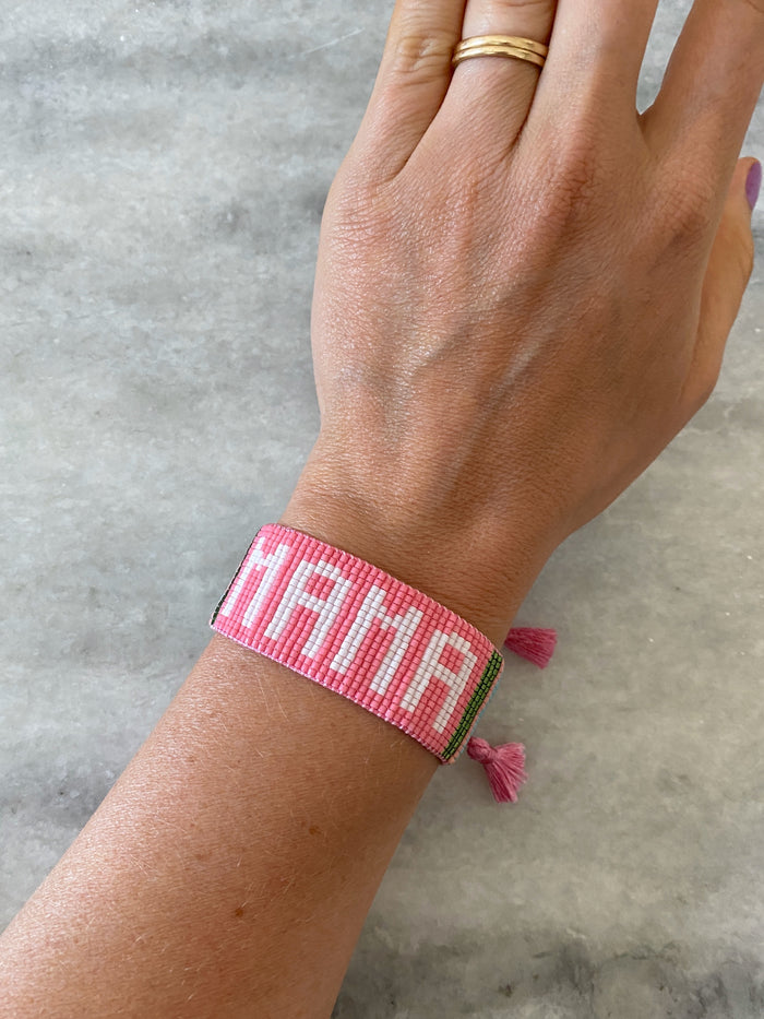 Pink MAMA Beaded Bracelet