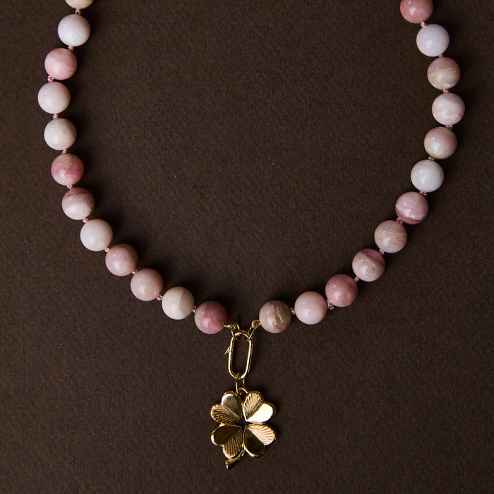 Pink Opal Knotted Gemstone Necklace