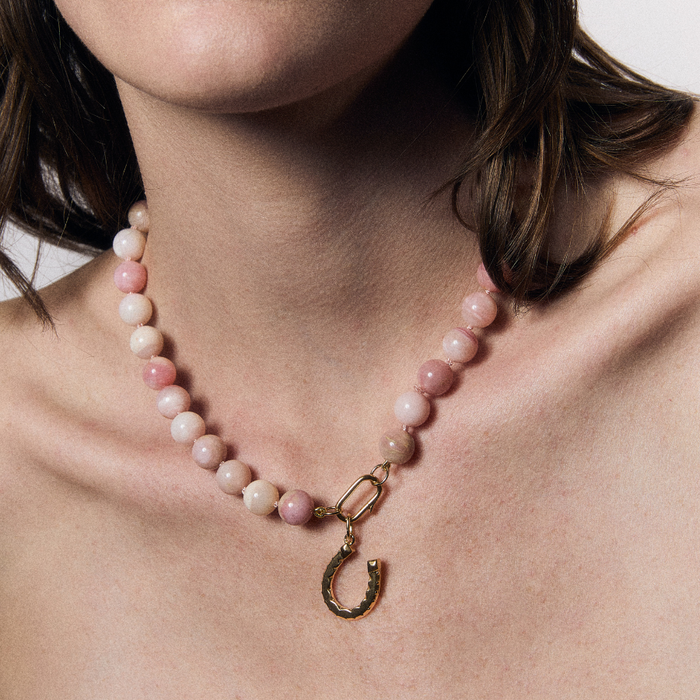 Pink Opal Knotted Gemstone Necklace