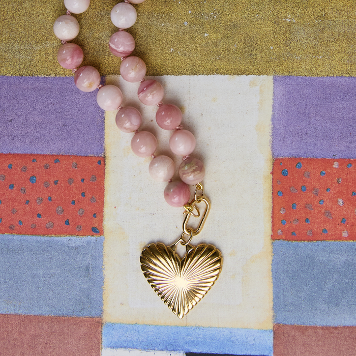 Pink Opal Knotted Gemstone Necklace
