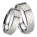 Polished Tungsten Ring with Lasered Scroll Design-7mm