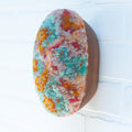 Puff "Loaff" in Vintage Teak Frame | Orange + Pink