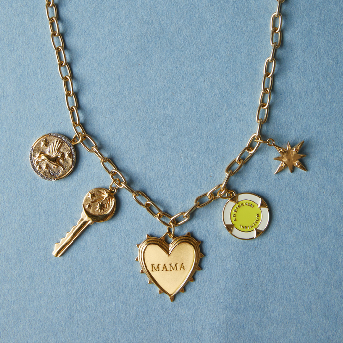 Radiant MAMA Charm on custom charm necklace