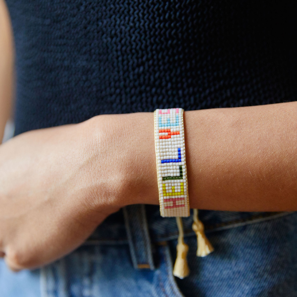 Rainbow HELL YES Beaded Bracelet