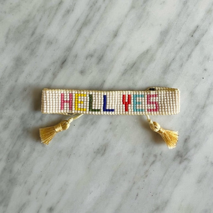 Rainbow HELL YES Beaded Bracelet