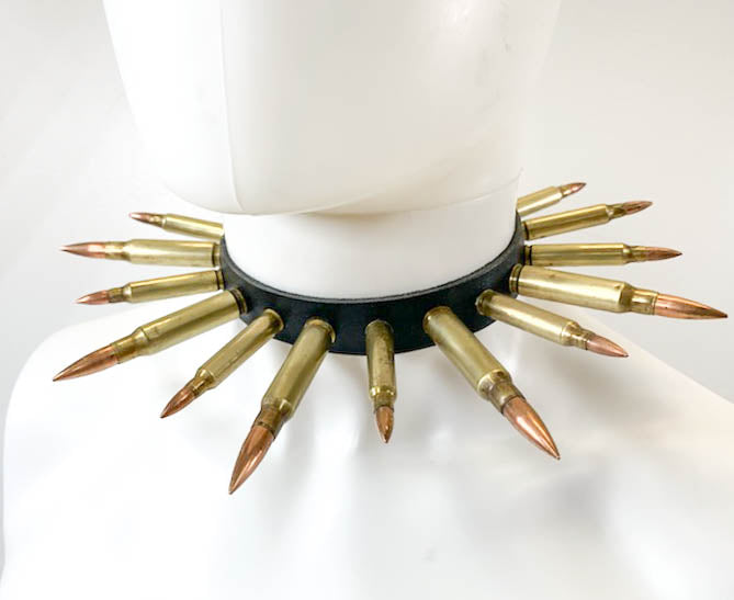 Real Brass BulletLeather  Choker