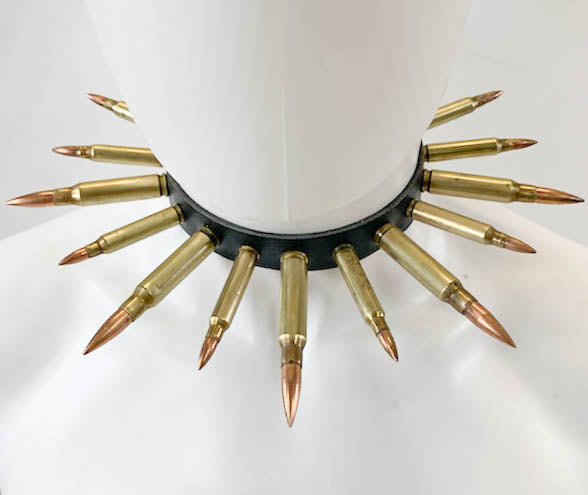 Real Brass BulletLeather  Choker