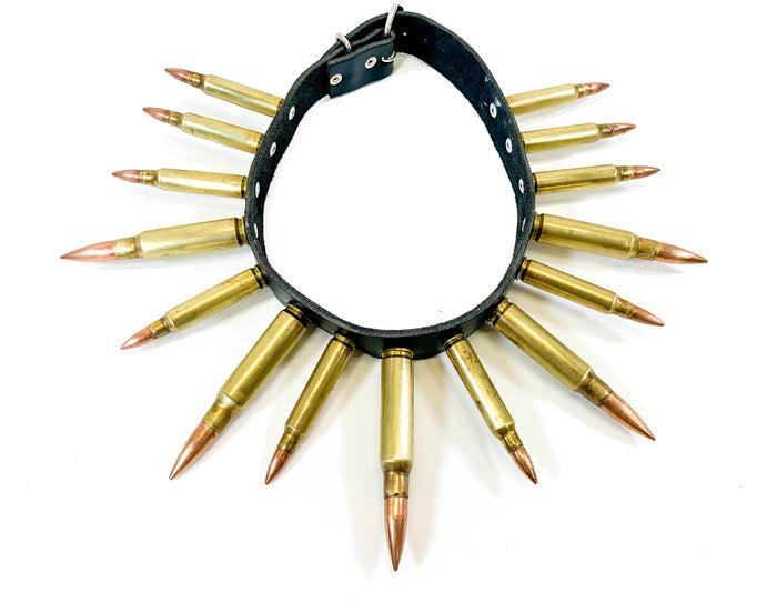 Real Brass BulletLeather  Choker