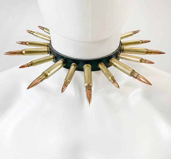 Real Brass BulletLeather  Choker