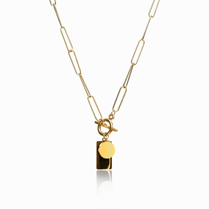 Rectangular Clasp Gold Necklace