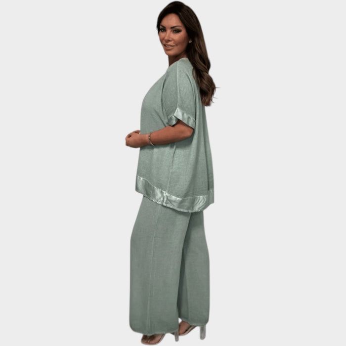 Relaxed V-Neck Two-Piece Set